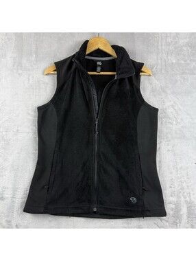 Mountain Hardwear Women’s M Black Full Zip High Loft Fleece Softshell Vest Flex